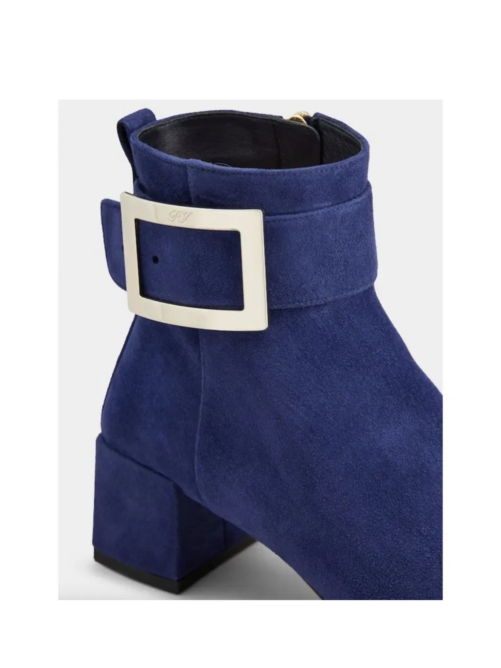 Roger Vivier Polly Blue Suede Buckle Ankle Boots Size 41 Made in Italy - Picture 5 of 14